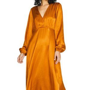 NWT Sanctuary Copper Dotted Long Sleeve Midi Dress